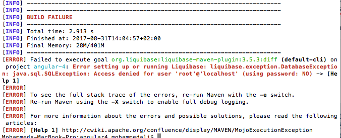 liquibase diff generate error